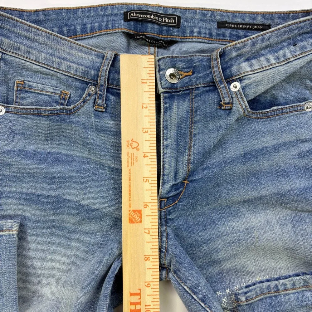 Abercrombie & Fitch Super Skinny Jeans Womens 28/6 Medium Distressed Patchwork